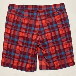 Nike Red and Blue Plaid Men's Shorts